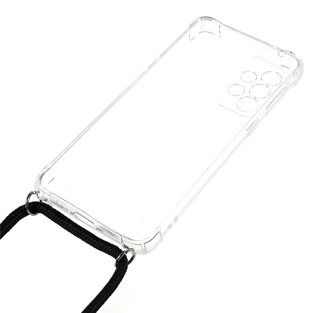 For Samsung Galaxy A33 5G Reinforced Four Corner Transparent TPU Cover Phone Case with Lanyard - 5