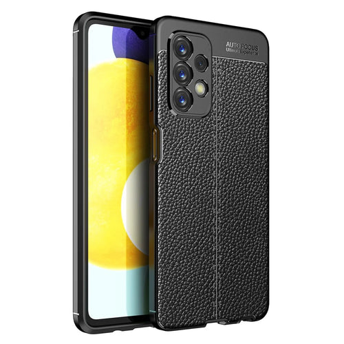 For Samsung Galaxy A23 4G / 5G Litchi Texture Flexible TPU Cell Phone Back Cover Scratch-proof Case - Black - 1