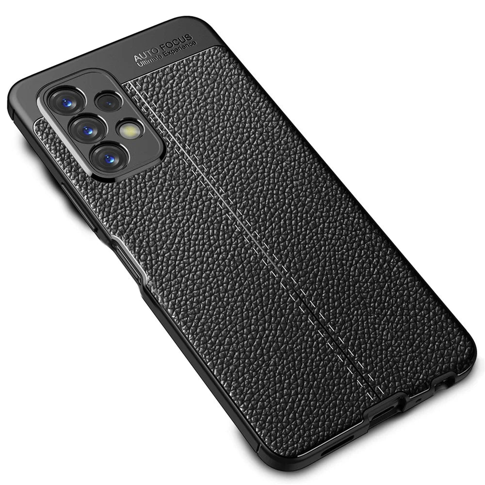 For Samsung Galaxy A23 4G / 5G Litchi Texture Flexible TPU Cell Phone Back Cover Scratch-proof Case - Black - 2