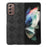 For Samsung Galaxy Z Fold2 5G PC+TPU Hybrid Phone Case Coated with Grid Texture PU Leather Phone Accessory - Black - 1