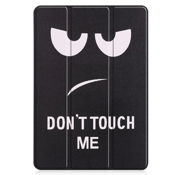 Pattern Printing Tablet Case for Samsung Galaxy Tab S8, PU Leather Tri-fold Stand Cover with Pencil Holder - Don't Touch Me - 3
