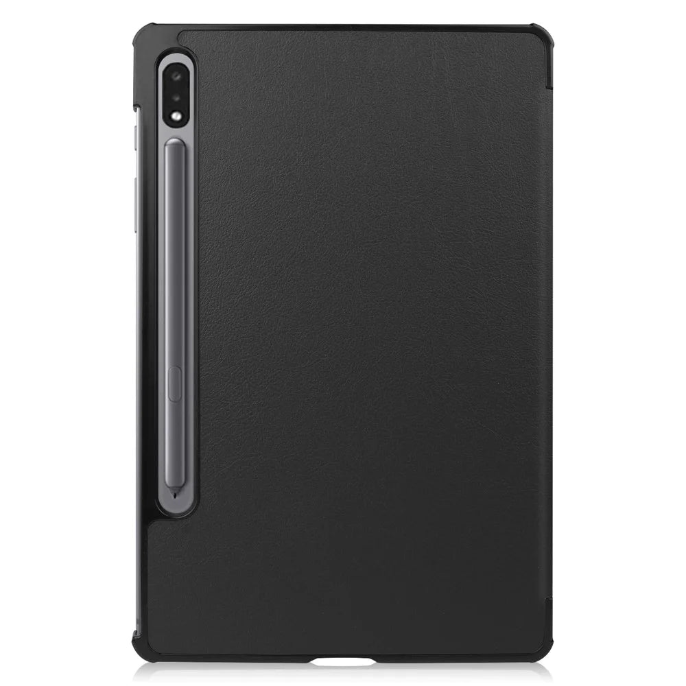 For Samsung Galaxy Tab S8 Auto Sleep/Wake PU Leather Trifold Stand Anti-scratch Protective Cover with Pencil Holder - Black - 2