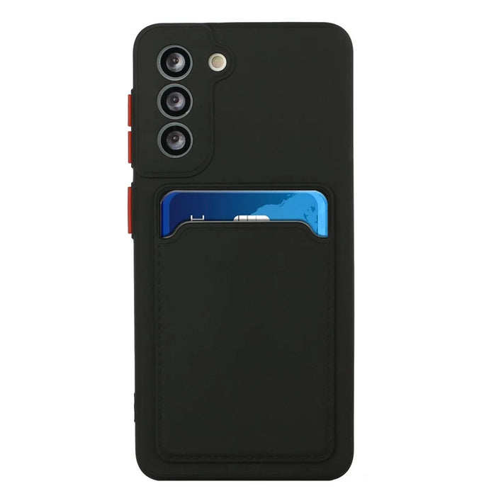 Card Slot Case for Samsung Galaxy S22 5G, Slim Fit Protective Soft TPU Shockproof Back Cover - Black - 2