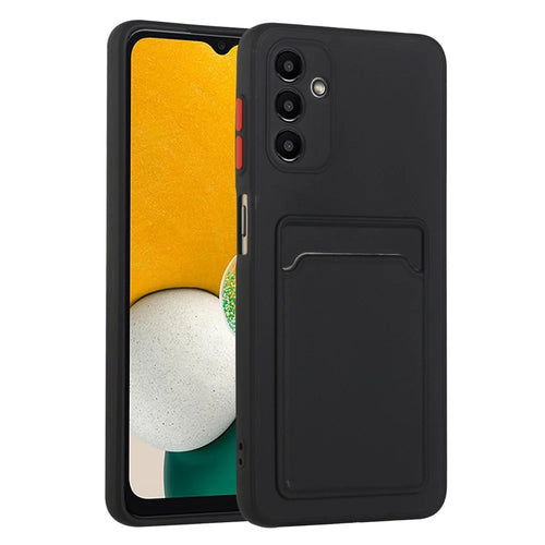 For Samsung Galaxy A13 5G / A04s 4G (164.7mm) Camera Lens Protection Shockproof TPU Non-Slip Phone Case with Card Holder - Black - 1