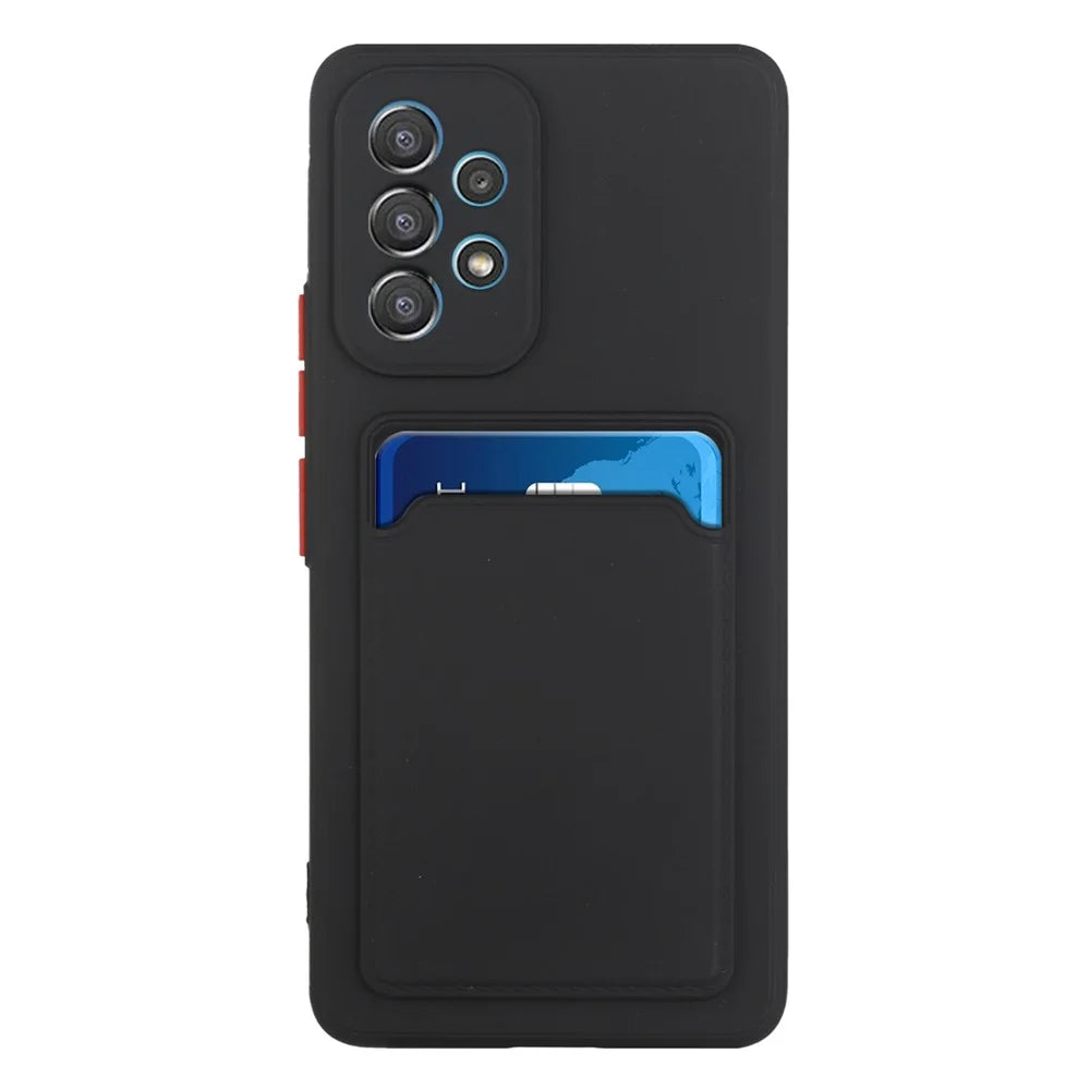 For Samsung Galaxy A53 5G Card Holder Slot Soft TPU Shockproof Anti-Scratch Case Case with Camera Lens Protection - Black - 2