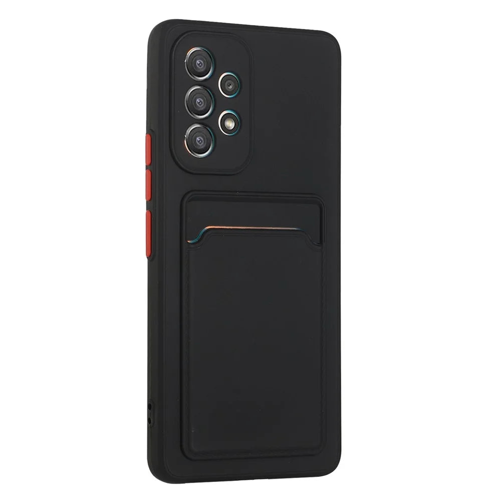 For Samsung Galaxy A53 5G Card Holder Slot Soft TPU Shockproof Anti-Scratch Case Case with Camera Lens Protection - Black - 3