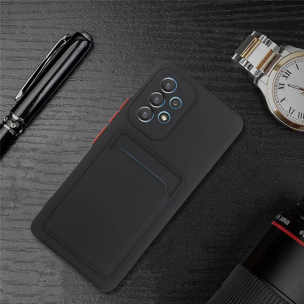 For Samsung Galaxy A53 5G Card Holder Slot Soft TPU Shockproof Anti-Scratch Case Case with Camera Lens Protection - Black - 7