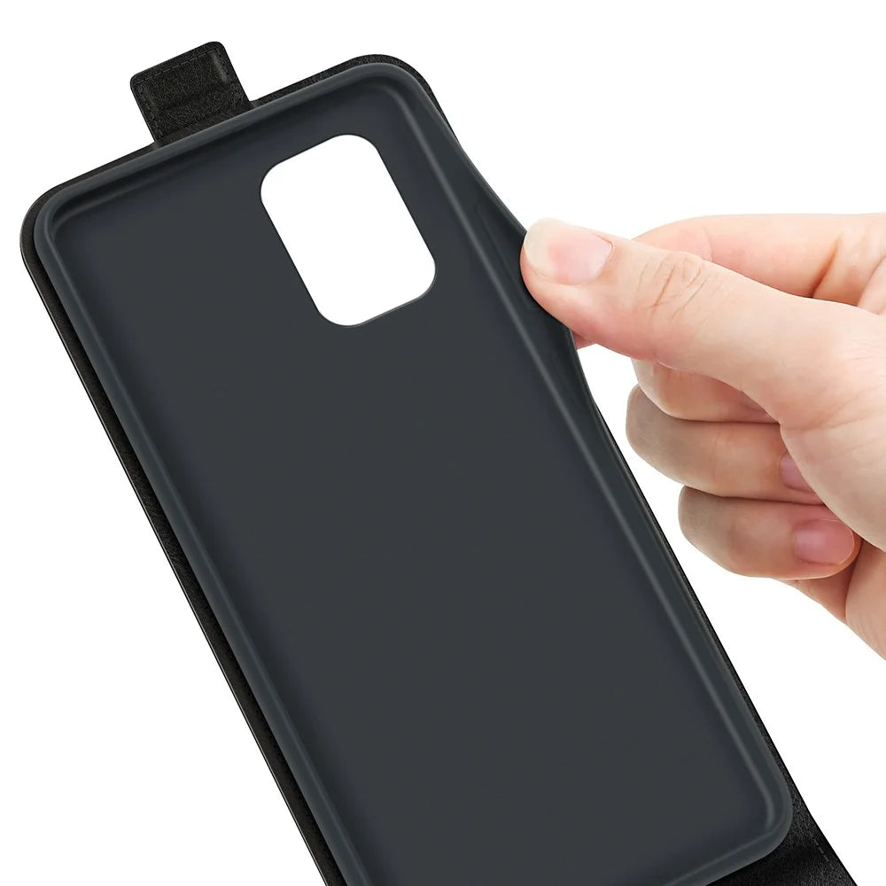 For Samsung Galaxy A23 4G / 5G (Global Version) Crazy Horse Texture PU Leather Vertical Flip Case Card Holder Phone Shell - Black - 6