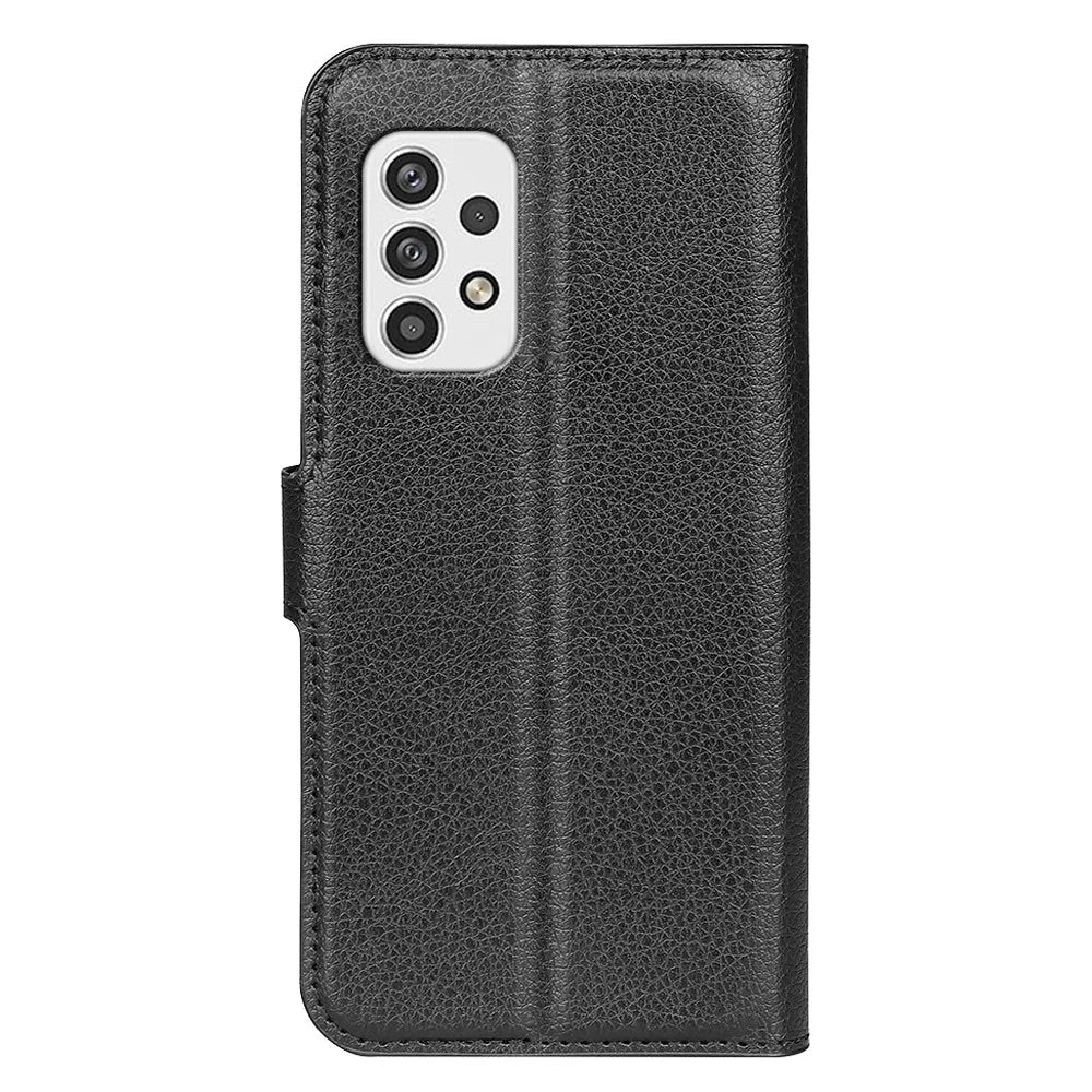 For Samsung Galaxy A23 4G / 5G (Global Version) PU Leather + TPU Leather Case Litchi Texture Full Protection Stand Wallet Phone Cover - Black - 3