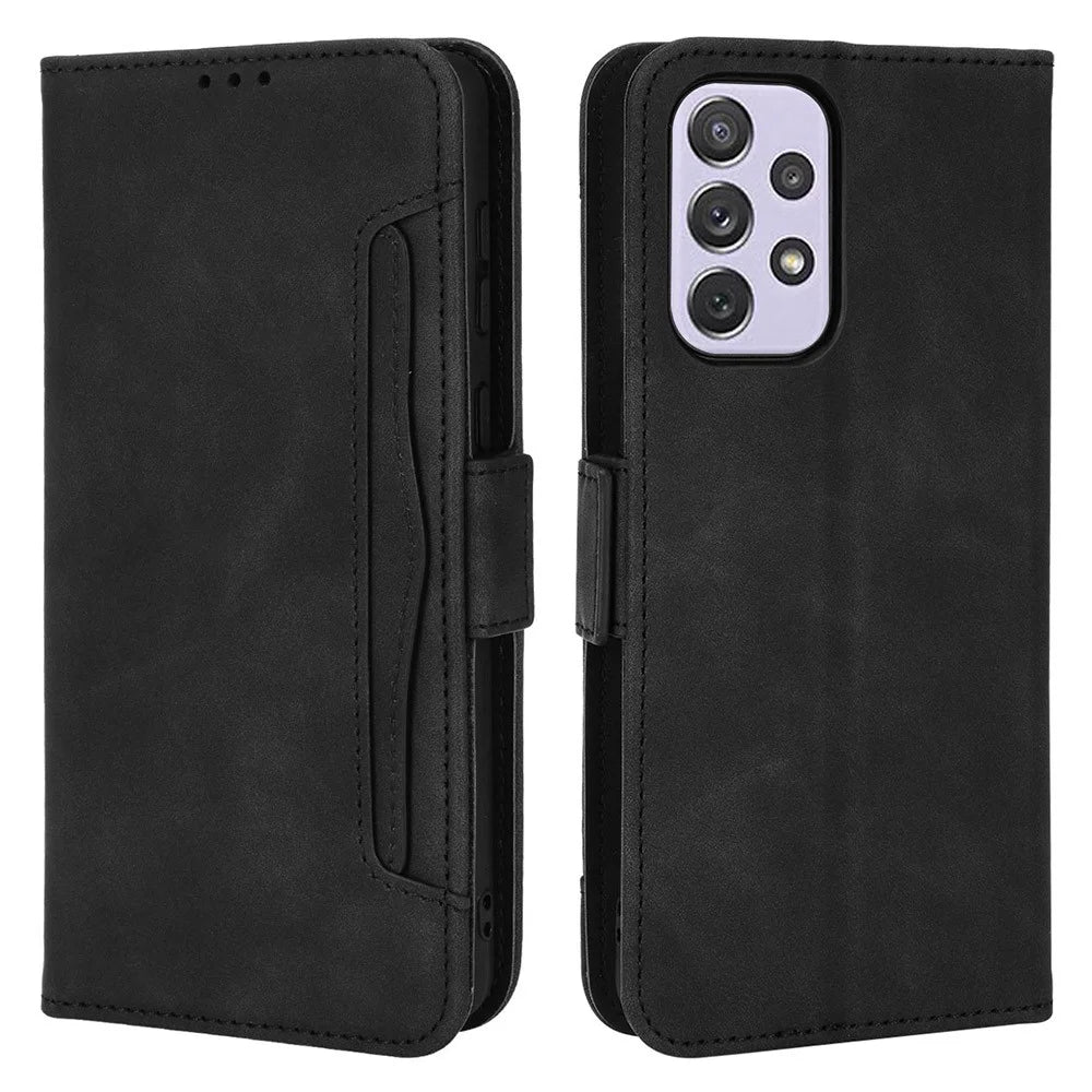 For Samsung Galaxy A53 5G Cell Phone Case PU Leather Card Slots Magnetic Flip Stand Shockproof Wallet Cover - Black - 1