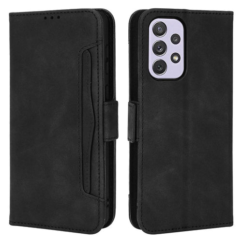 For Samsung Galaxy A53 5G Cell Phone Case PU Leather Card Slots Magnetic Flip Stand Shockproof Wallet Cover - Black - 1