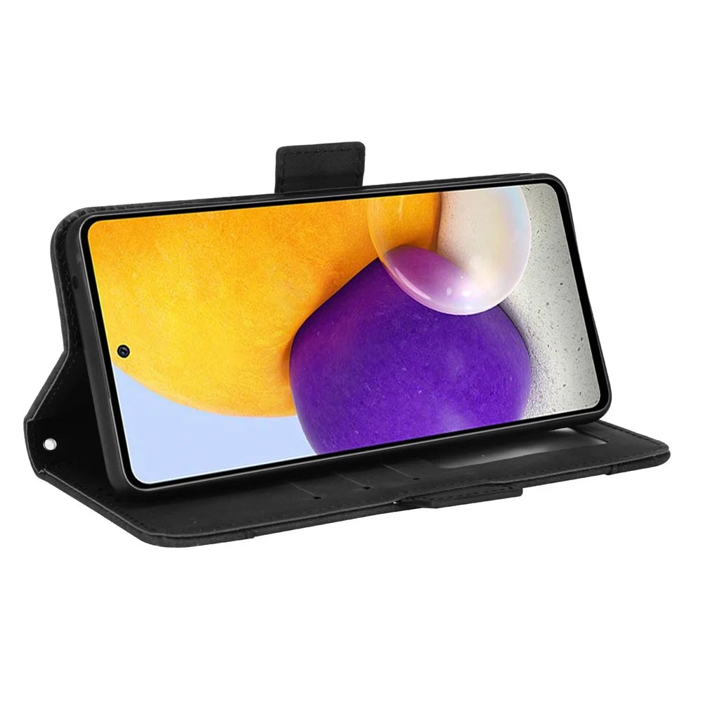 For Samsung Galaxy A53 5G Cell Phone Case PU Leather Card Slots Magnetic Flip Stand Shockproof Wallet Cover - Black - 5