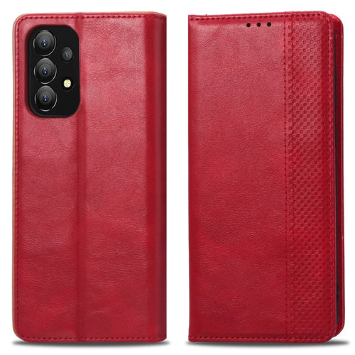 For Samsung Galaxy A53 5G Phone Cover Magnetic PU Leather Stand Imprinted Pattern Wallet Inner Soft TPU Case - Red - 1