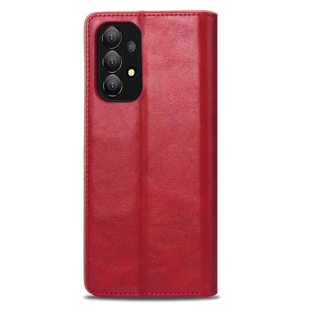 For Samsung Galaxy A53 5G Phone Cover Magnetic PU Leather Stand Imprinted Pattern Wallet Inner Soft TPU Case - Red - 3