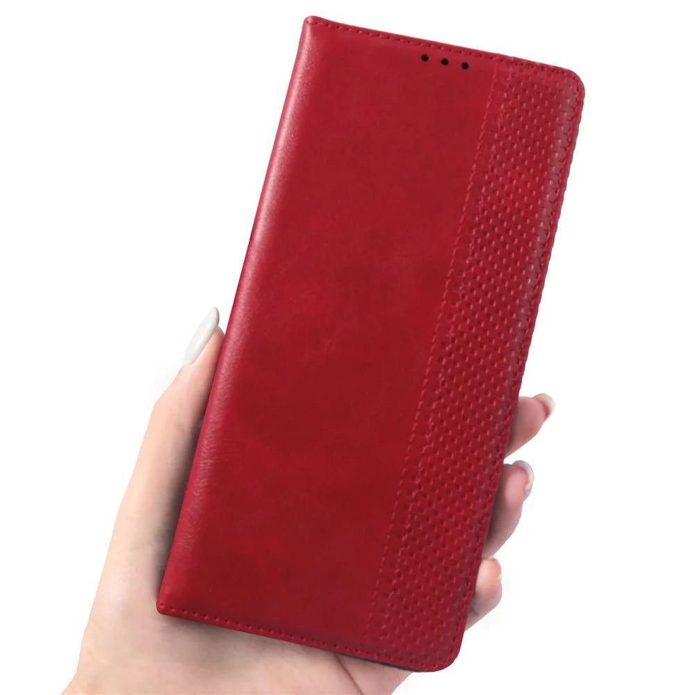 For Samsung Galaxy A53 5G Phone Cover Magnetic PU Leather Stand Imprinted Pattern Wallet Inner Soft TPU Case - Red - 6