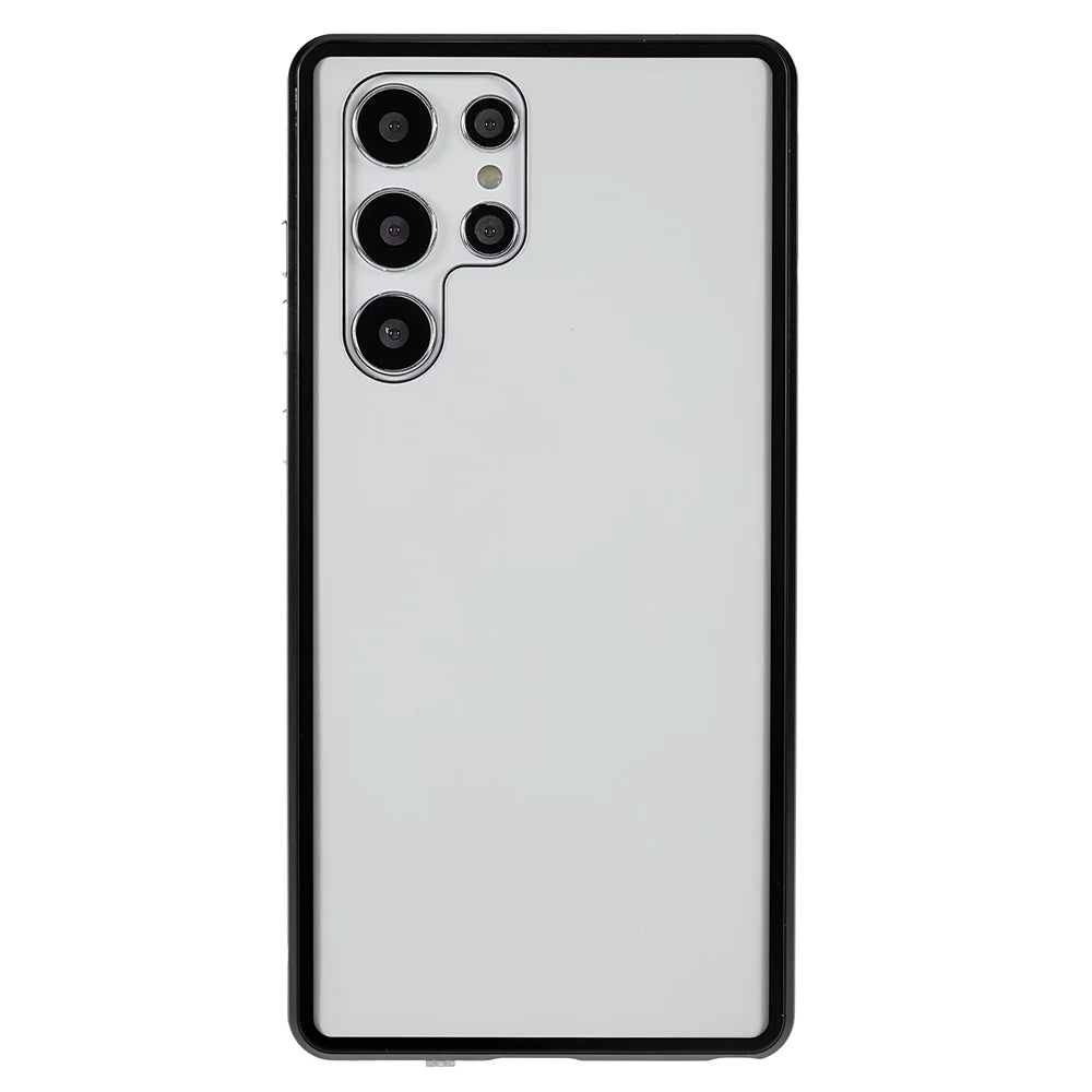 For Samsung Galaxy S22 Ultra 5G Full Protection Phone Case Double-Sided Tempered Glass + Magnetic Metal Frame Case with Lock - Black - 2