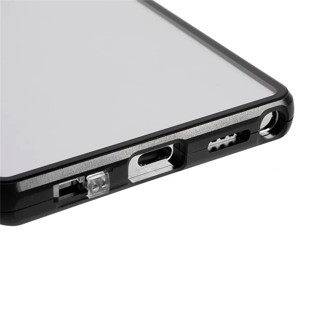 For Samsung Galaxy S22 Ultra 5G Full Protection Phone Case Double-Sided Tempered Glass + Magnetic Metal Frame Case with Lock - Black - 6