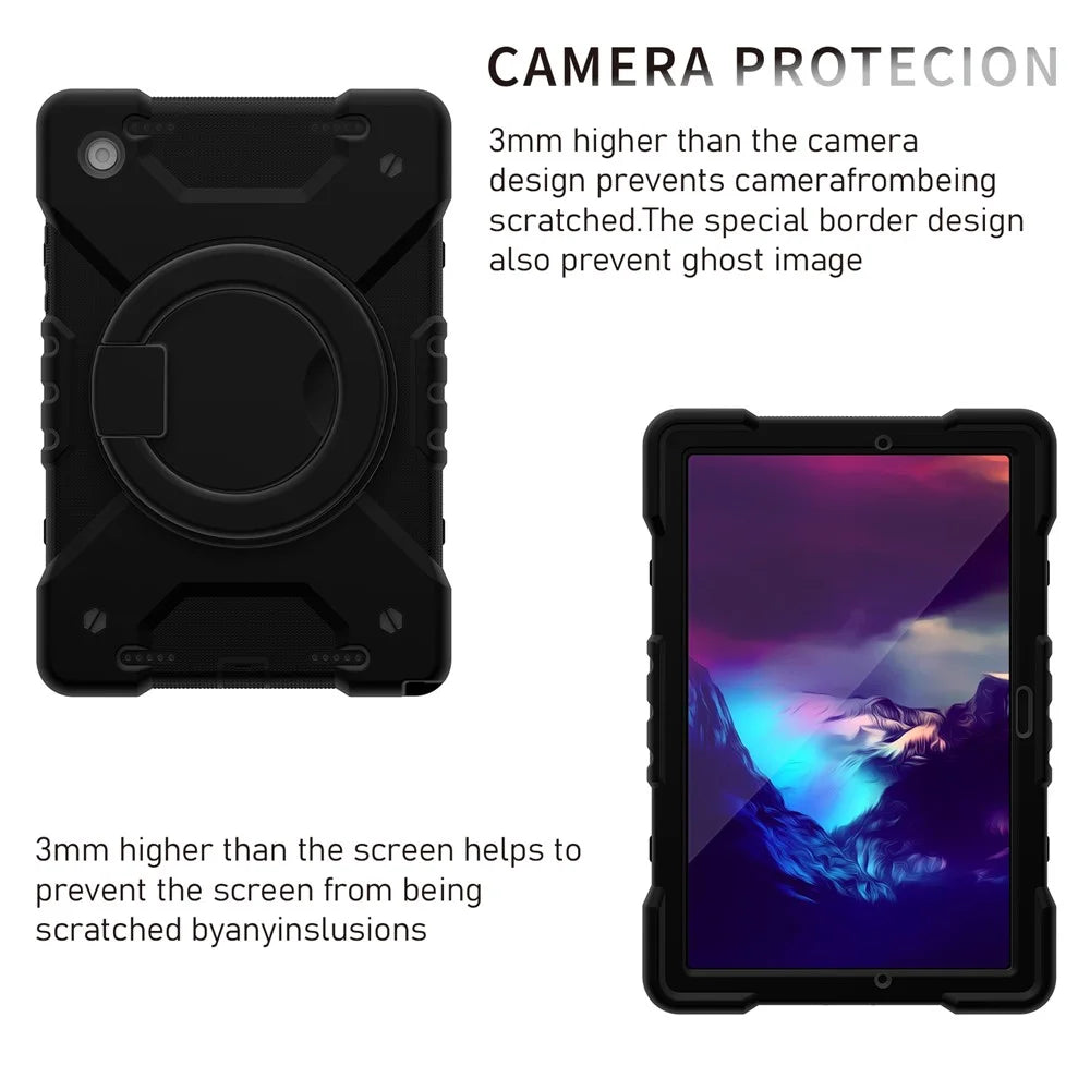 For Samsung Galaxy Tab A8 10.5 (2021) / (2022) Rotary Kickstand Anti-drop Tablet Case Hybrid PC + Silicone Cover with Shoulder Strap - All Back - 2