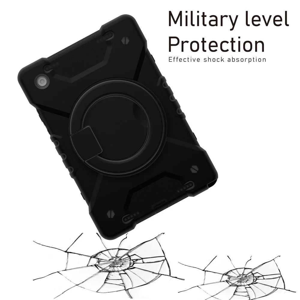 For Samsung Galaxy Tab A8 10.5 (2021) / (2022) Rotary Kickstand Anti-drop Tablet Case Hybrid PC + Silicone Cover with Shoulder Strap - All Back - 3