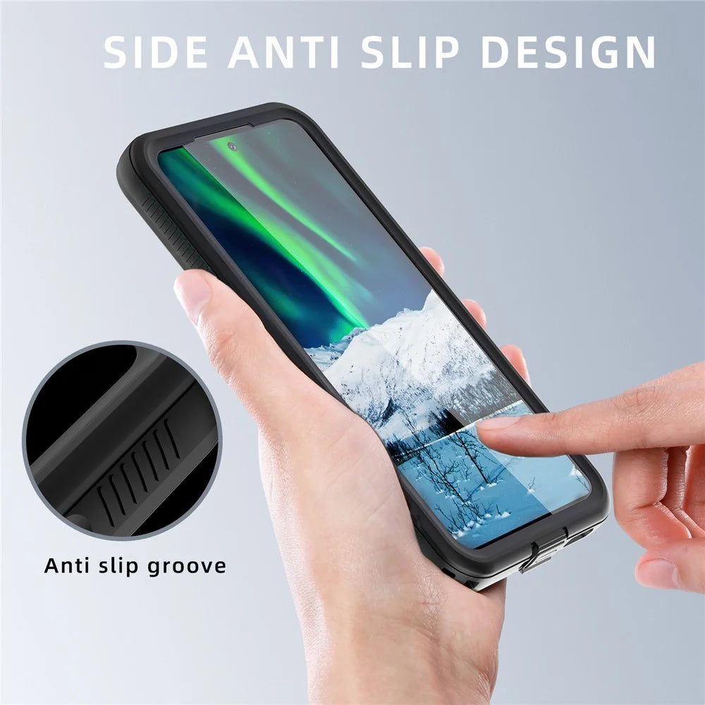 REDPEPPER A Series for Samsung Galaxy S22 5G [Support Fingerprint Unlock] Hybrid Phone Case Transparent Back IP68 Waterproof IP6X Dustproof - Black - 4