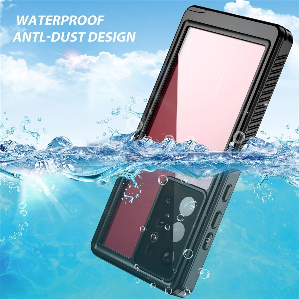 REDPEPPER FS Series Waterproof Case for Samsung Galaxy S22 Ultra 5G Transparent Hybrid Back Phone Cover [Support Fingerprint Unlock] IP68 IP6X - 3