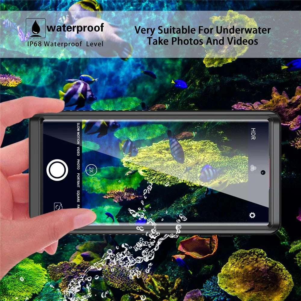 REDPEPPER FS Series Waterproof Case for Samsung Galaxy S22 Ultra 5G Transparent Hybrid Back Phone Cover [Support Fingerprint Unlock] IP68 IP6X - 4