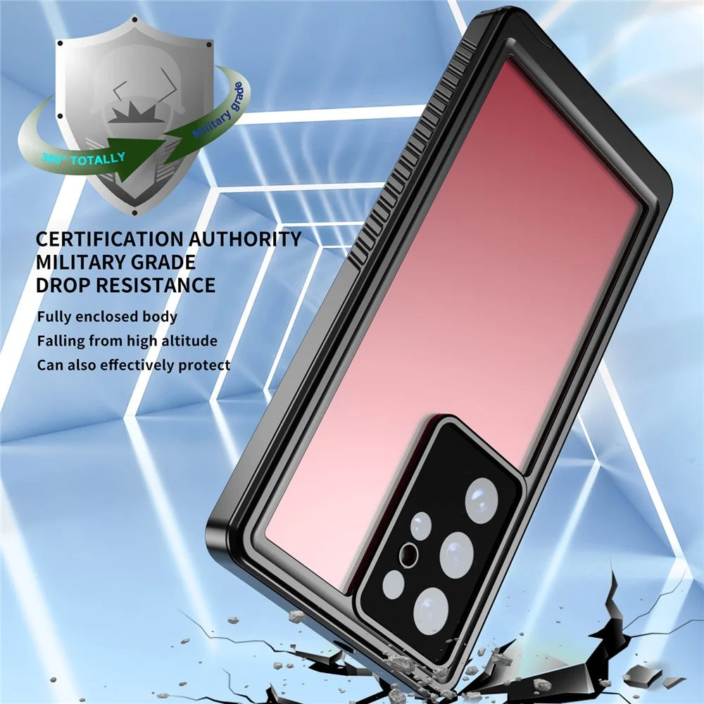 REDPEPPER FS Series Waterproof Case for Samsung Galaxy S22 Ultra 5G Transparent Hybrid Back Phone Cover [Support Fingerprint Unlock] IP68 IP6X - 6