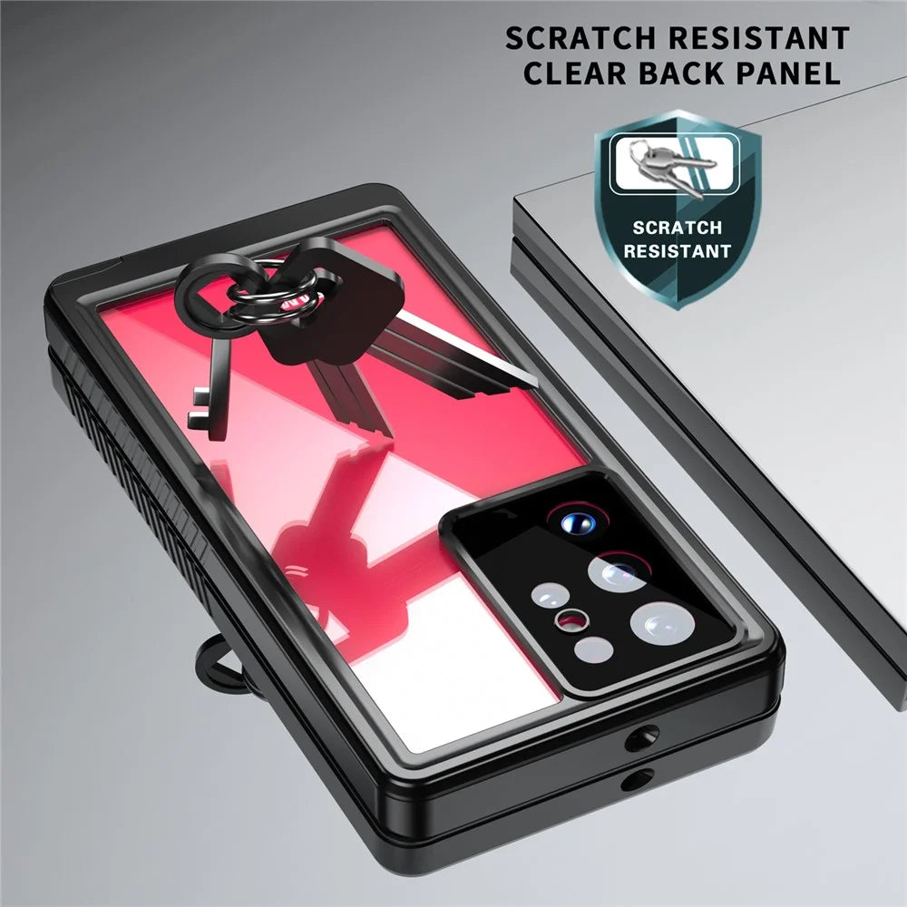 REDPEPPER FS Series Waterproof Case for Samsung Galaxy S22 Ultra 5G Transparent Hybrid Back Phone Cover [Support Fingerprint Unlock] IP68 IP6X - 7