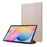 Silk Texture Leather Case for Samsung Galaxy Tab S8+, Tri-fold Stand Tablet Protective Cover - Gold - 1