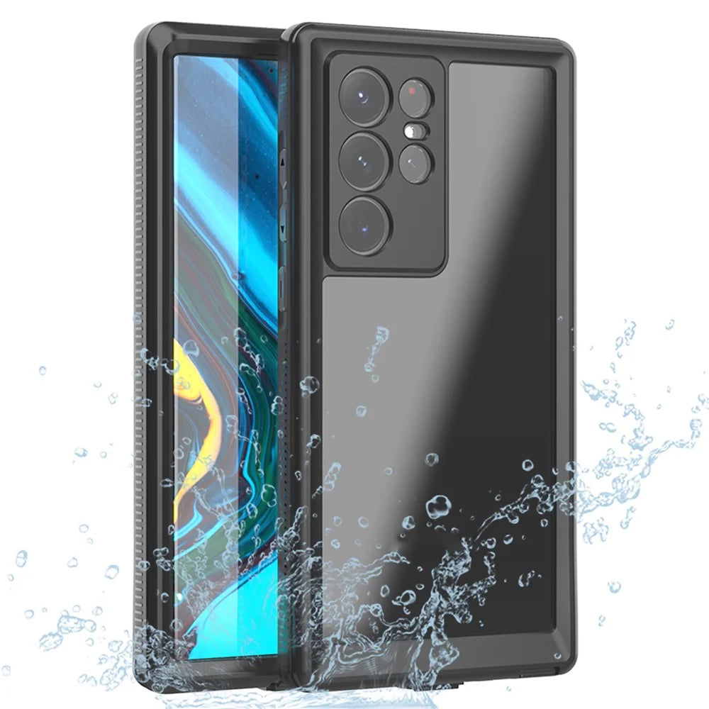 REDPEPPER A Series for Samsung Galaxy S22 Ultra 5G Waterproof Case IP68 Protective Phone Cover with Screen Protector - Black - 1