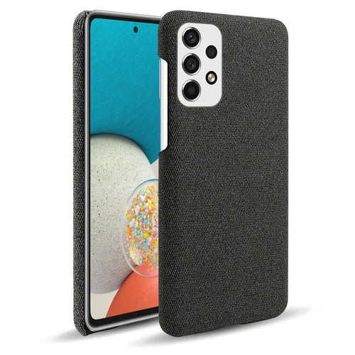 For Samsung Galaxy A33 5G Soft Cloth Cushion Coated Hard PC Ultra-thin Case Non-slip Scratch-proof Protective Cover -  Black - 1