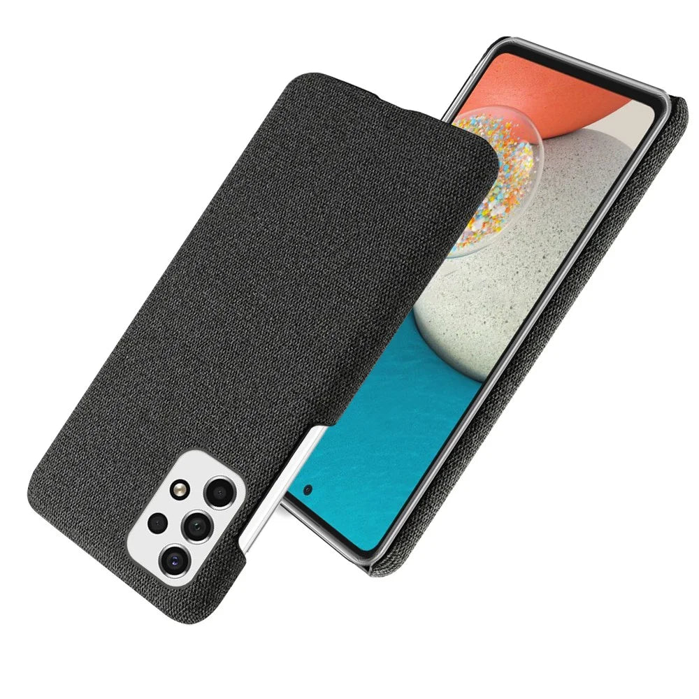 For Samsung Galaxy A33 5G Soft Cloth Cushion Coated Hard PC Ultra-thin Case Non-slip Scratch-proof Protective Cover -  Black - 3