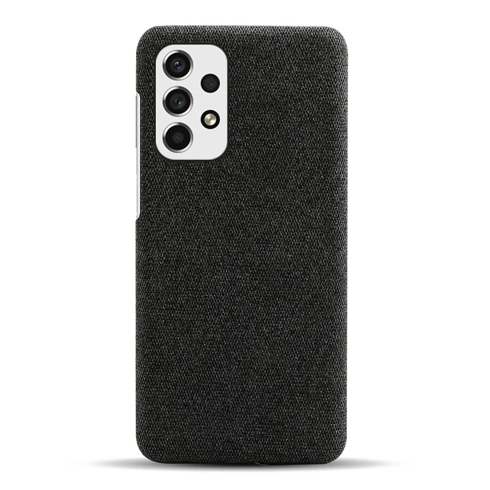 For Samsung Galaxy A33 5G Soft Cloth Cushion Coated Hard PC Ultra-thin Case Non-slip Scratch-proof Protective Cover -  Black - 4