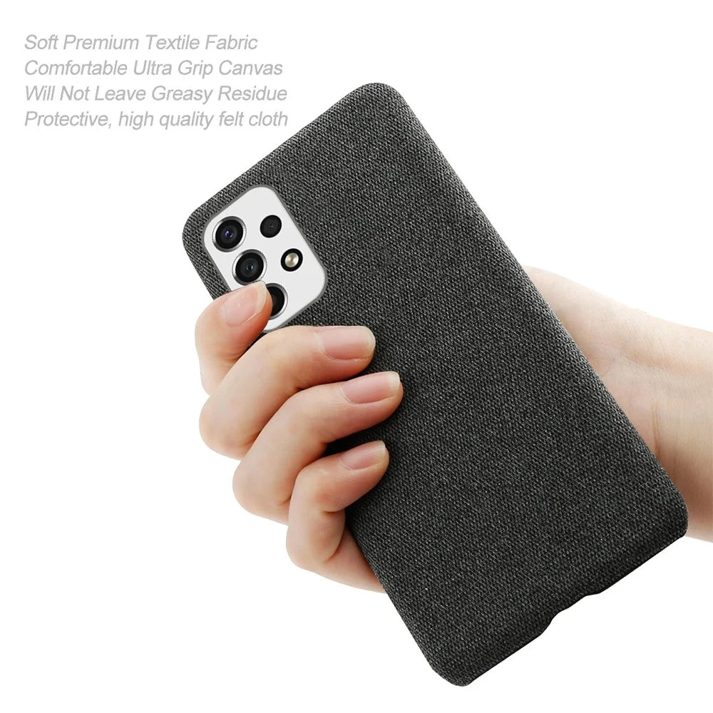 For Samsung Galaxy A33 5G Soft Cloth Cushion Coated Hard PC Ultra-thin Case Non-slip Scratch-proof Protective Cover -  Black - 7