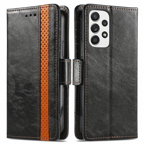 For Samsung Galaxy A33 5G Phone Cases CASENEO PU Leather Cover Stand with RFID Blocking Wallet - Black - 1