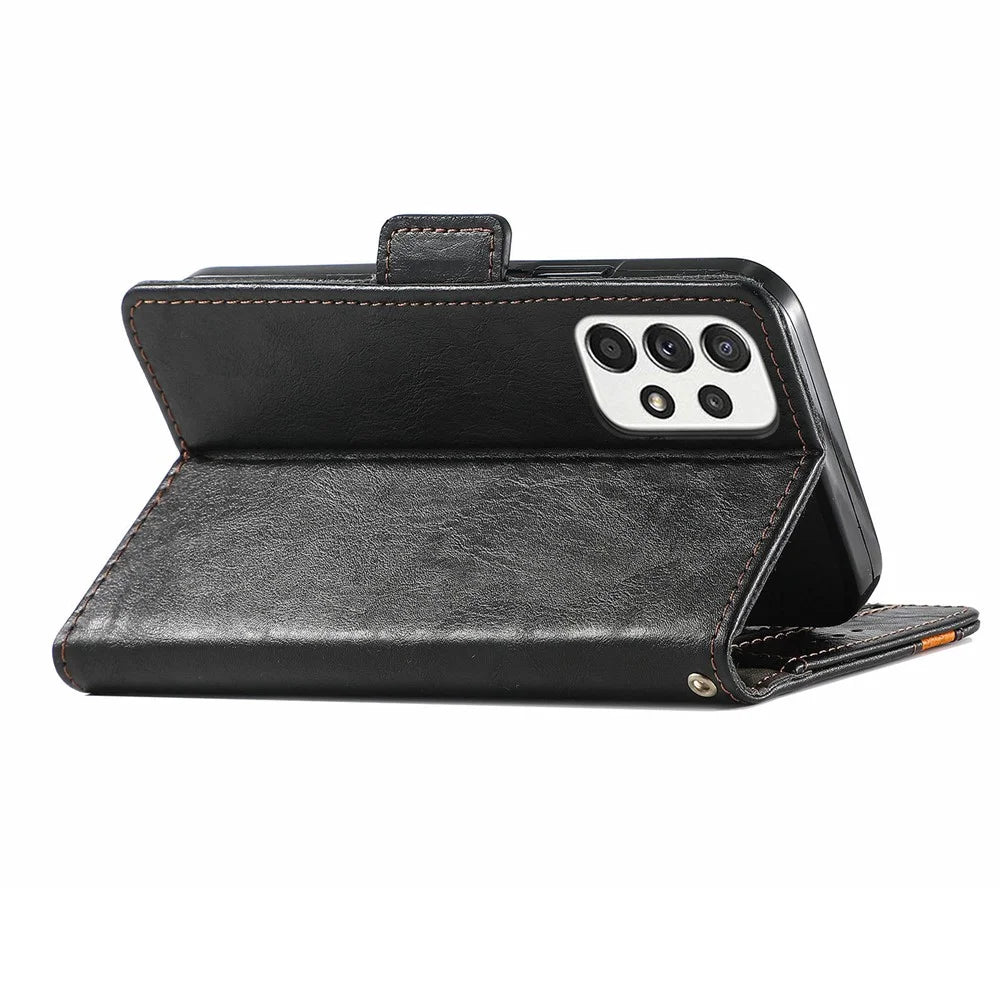 For Samsung Galaxy A33 5G Phone Cases CASENEO PU Leather Cover Stand with RFID Blocking Wallet - Black - 3