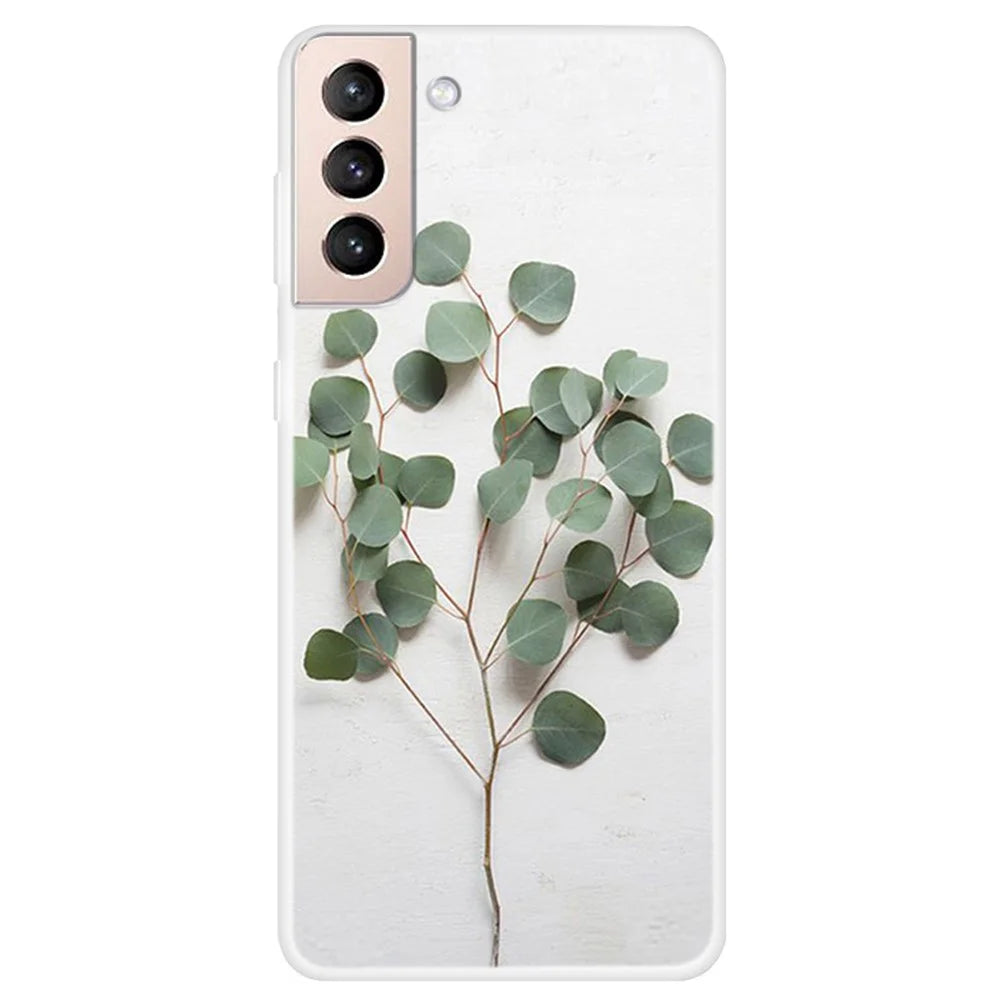 Shockproof Phone Case for Samsung Galaxy S22 5G Pattern Printed Anti-Scratch Cover Shell Soft TPU Phone Protector - Leaves - 1
