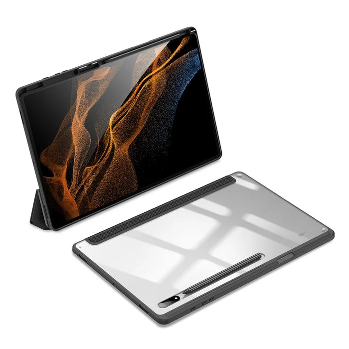DUX DUCIS TOBY Series for Samsung Galaxy Tab S8 Ultra Tri-fold Stand PU Leather Well-protected Tablet Case - Black - 2