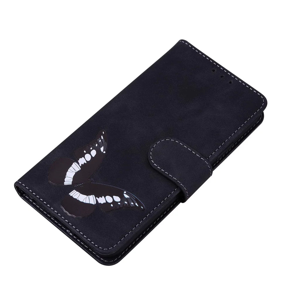 For Samsung Galaxy A23 4G / 5G (Global Version) Butterfly Pattern Printing Leather Wallet Case Hands-Free Stand Magnetic Closure Shockproof Flip Folio Cover - Black - 5