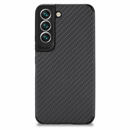 For Samsung Galaxy S21 FE 5G Fiber Texture Phone Cover PU Leather Coated Anti-fingerprint PVC + Soft TPU Protective Case - Black - 1