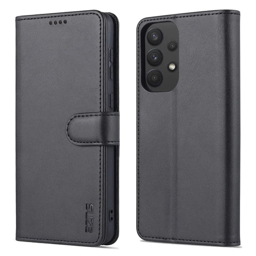 AZNS PU Leather Wallet Case for Samsung Galaxy A33 5G Shockproof Foldable Stand Phone Cover Accessory - Black - 1
