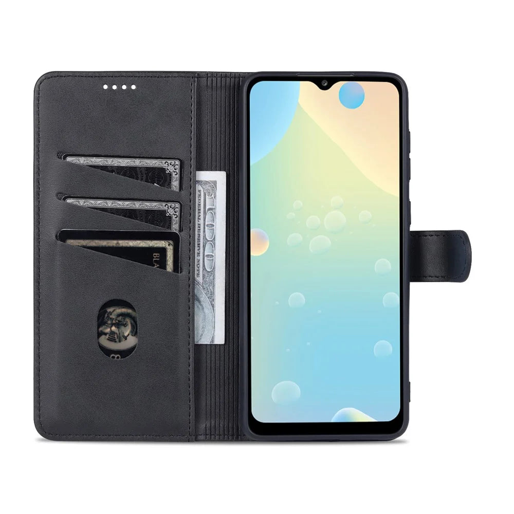 AZNS PU Leather Wallet Case for Samsung Galaxy A33 5G Shockproof Foldable Stand Phone Cover Accessory - Black - 4