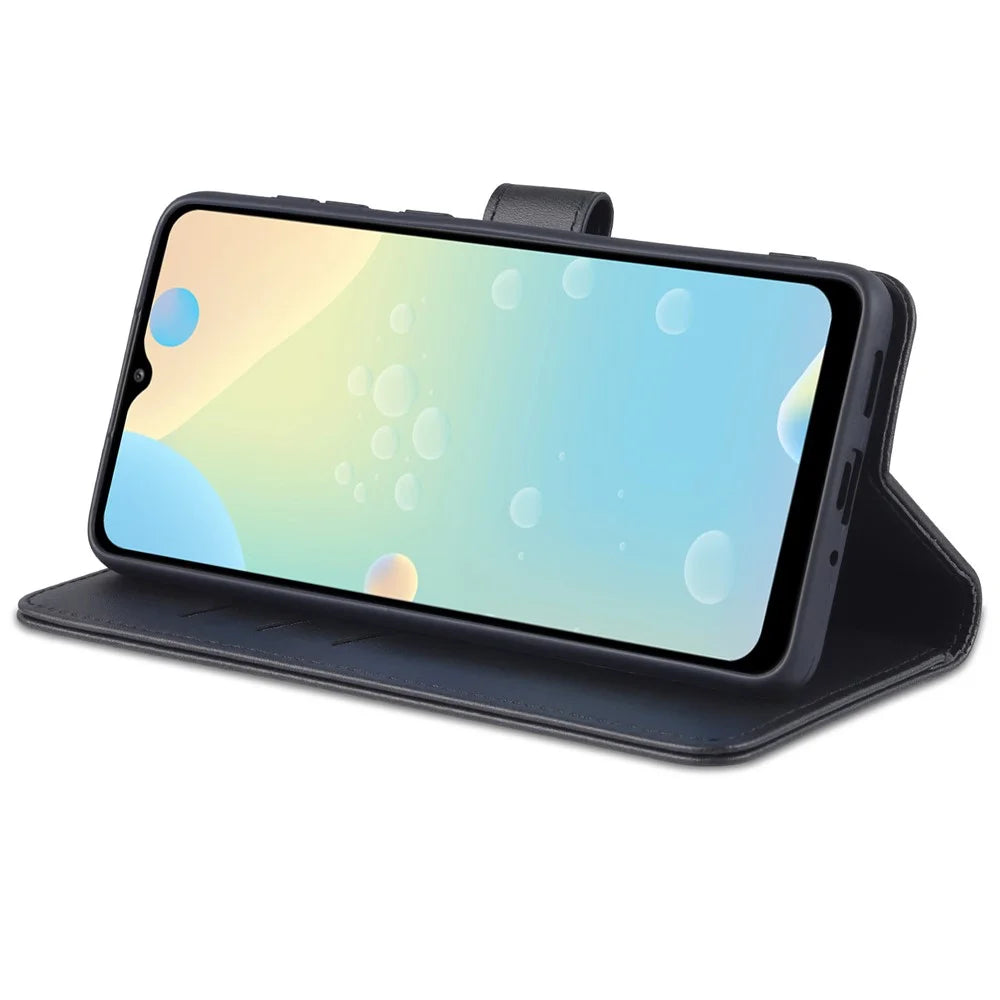 AZNS PU Leather Wallet Case for Samsung Galaxy A33 5G Shockproof Foldable Stand Phone Cover Accessory - Black - 5