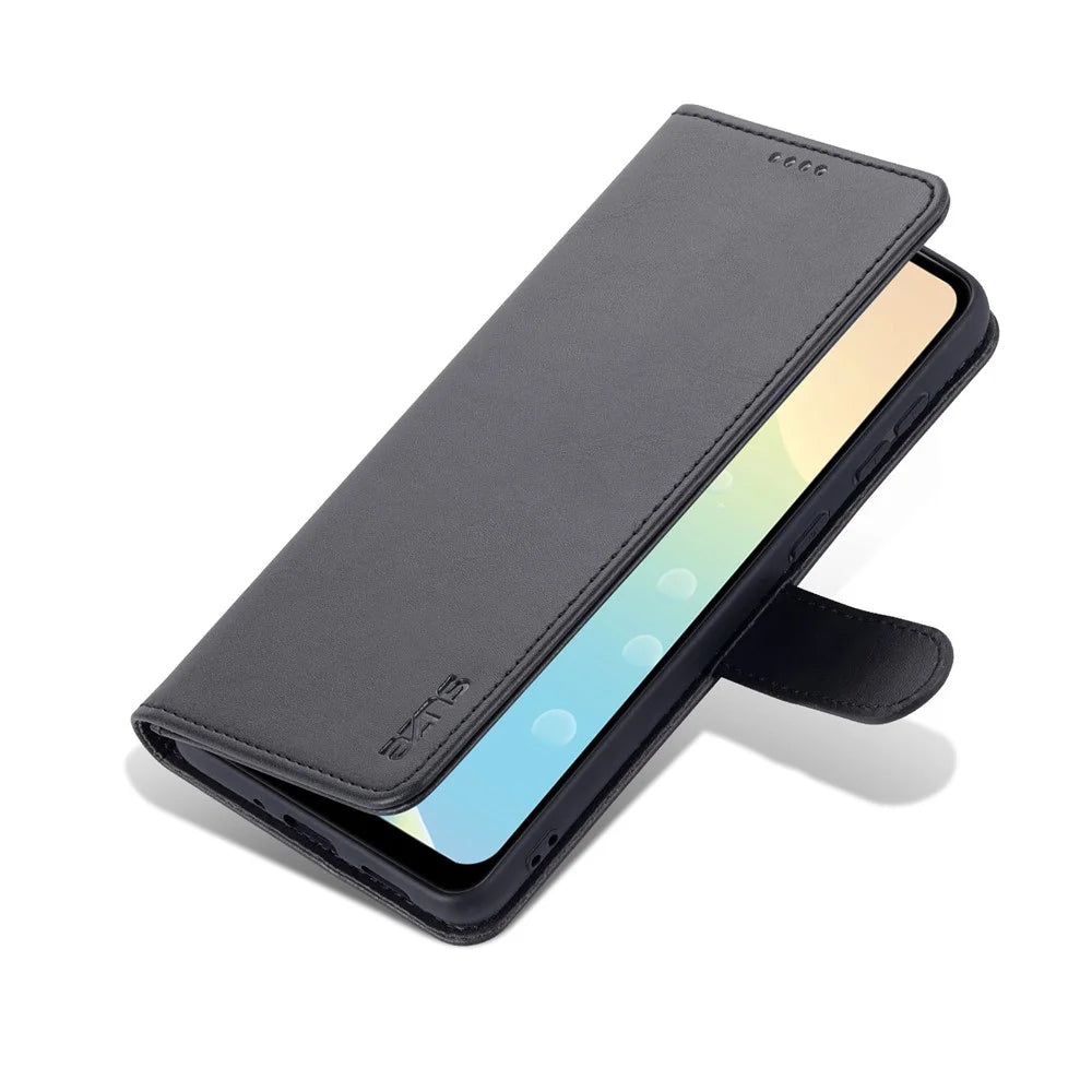AZNS PU Leather Wallet Case for Samsung Galaxy A33 5G Shockproof Foldable Stand Phone Cover Accessory - Black - 7