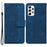 For Samsung Galaxy A33 5G Imprinting Geometry Leather Case Shockproof Wallet Stand Phone Shell with Hand Strap - Blue - 1