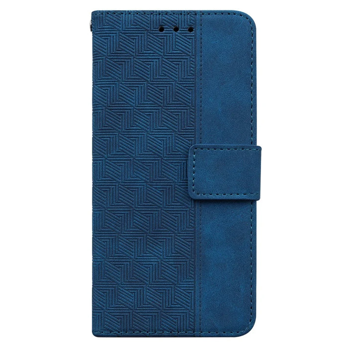 For Samsung Galaxy A33 5G Imprinting Geometry Leather Case Shockproof Wallet Stand Phone Shell with Hand Strap - Blue - 2