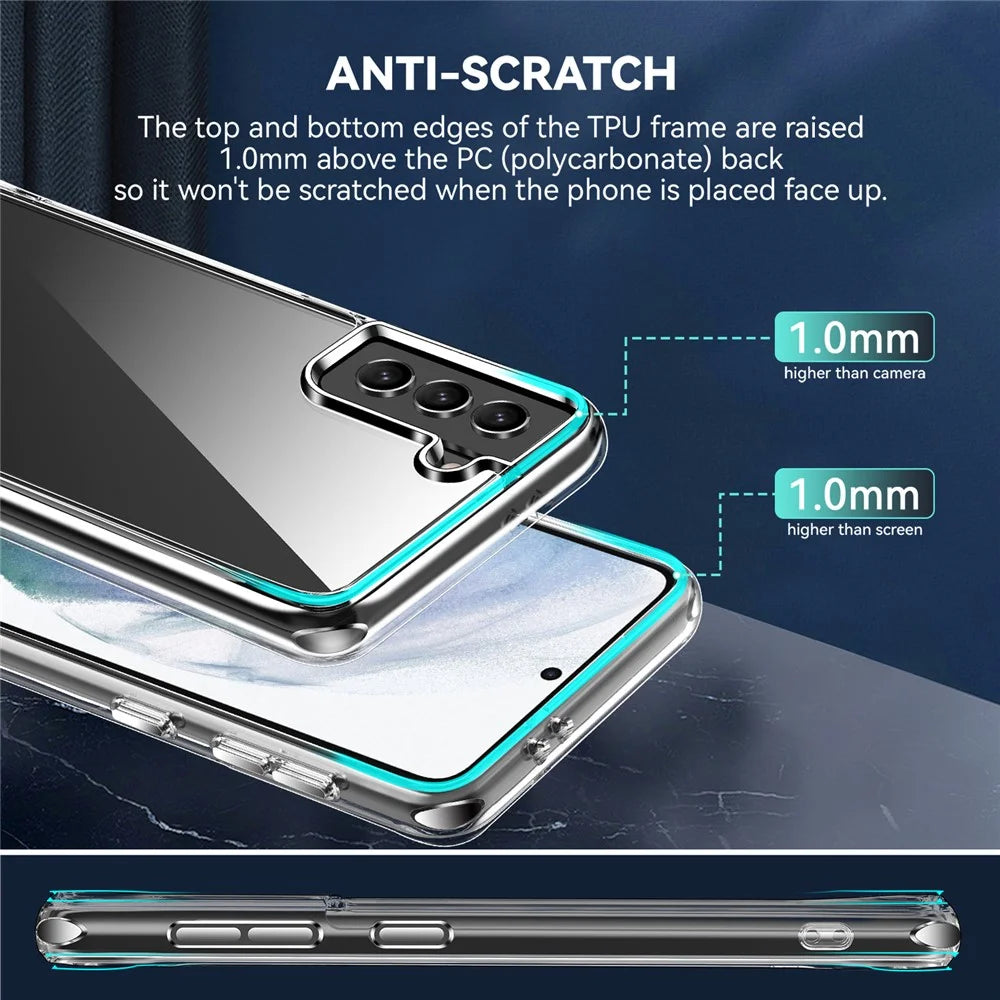 Electroplating Crystal Clear Hybrid Phone Cover for Samsung Galaxy S21 4G / 5G, Corner Drop-Proof Bumpers TPU + PC Mobile Phone Accessory - 3