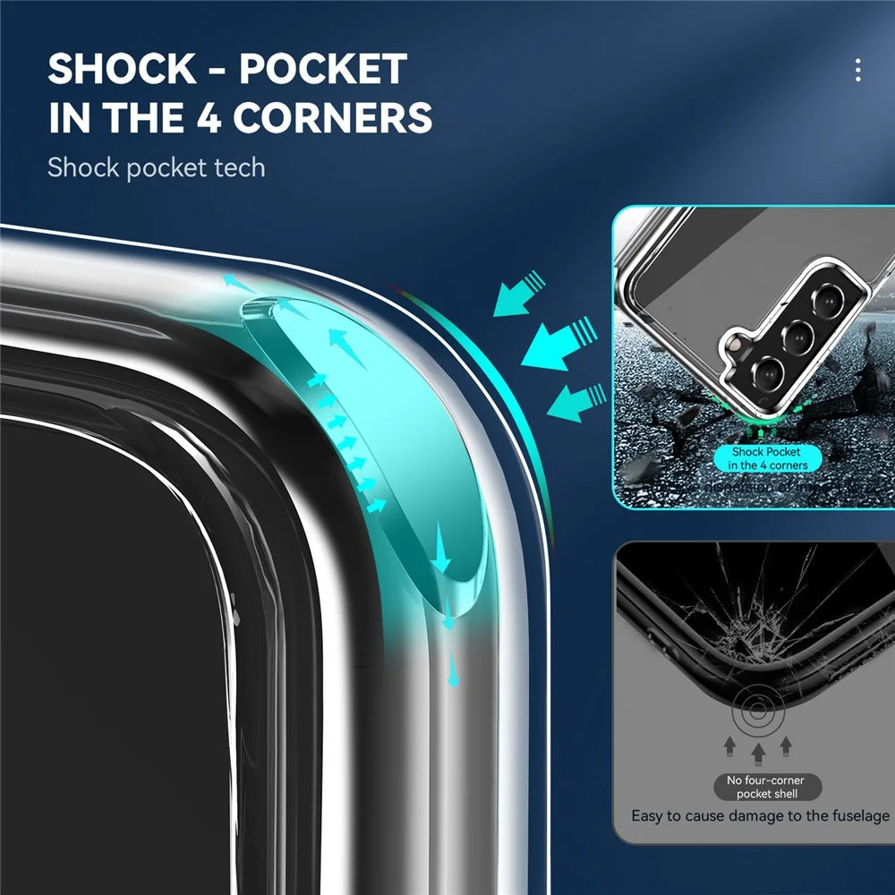 Electroplating Crystal Clear Hybrid Phone Cover for Samsung Galaxy S21 4G / 5G, Corner Drop-Proof Bumpers TPU + PC Mobile Phone Accessory - 4
