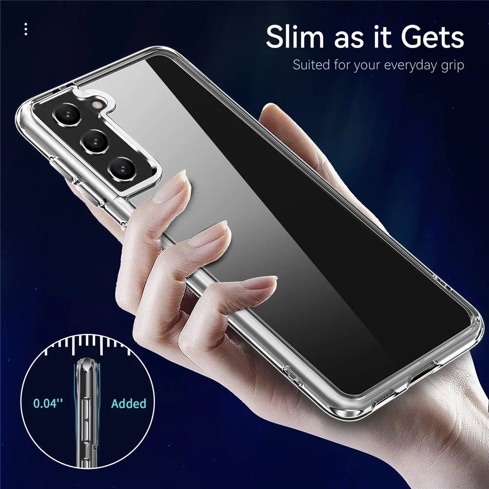 Electroplating Crystal Clear Hybrid Phone Cover for Samsung Galaxy S21 4G / 5G, Corner Drop-Proof Bumpers TPU + PC Mobile Phone Accessory - 5
