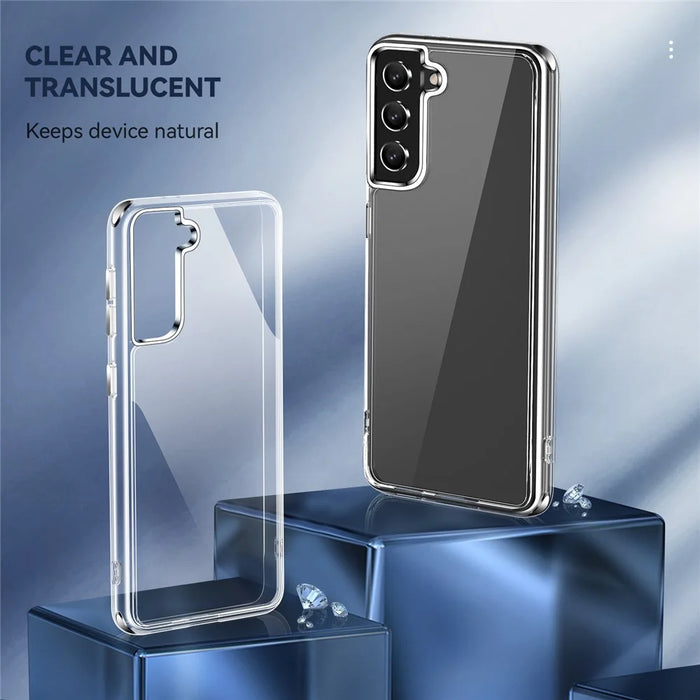 Electroplating Crystal Clear Hybrid Phone Cover for Samsung Galaxy S21 Fan Edition / FE 5G, Corner Cushions TPU + PC Mobile Phone Accessory - 2